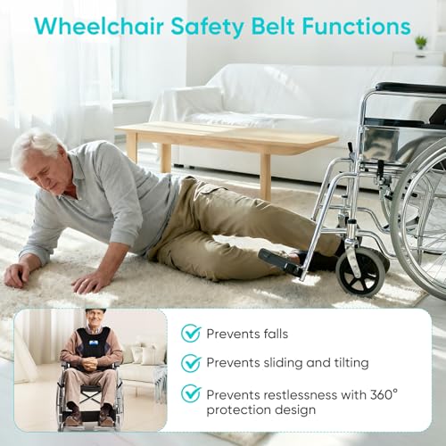Wheelchair Seat Belt Wheelchair Safety Harness for Adults, Support Vest Adjustable Posture Support & Fall Prevention Seatbelt with Chest Vest, Anti-Slip Straps for Mobility Chairs and Home Care - Image 5