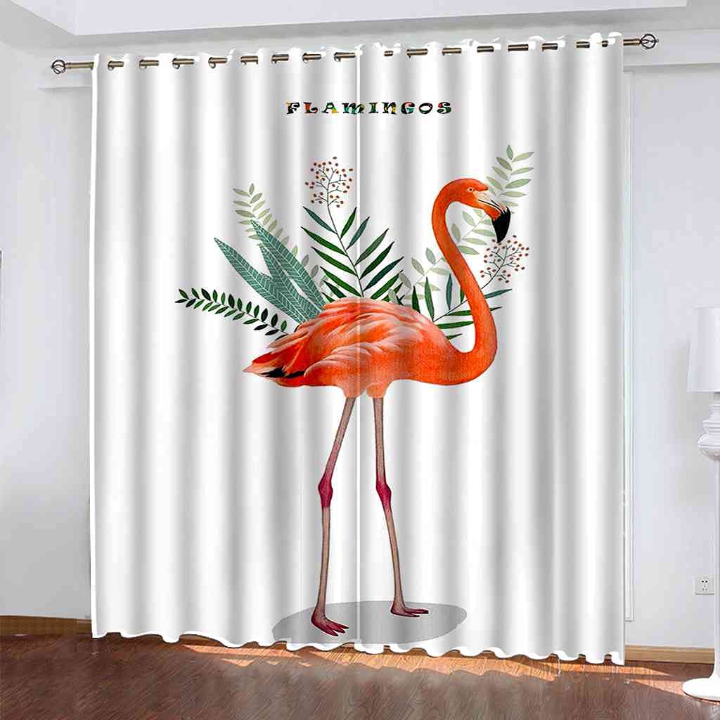 Rideaux occultants enfant 3D flamant rouge 264x242 cm en polyester pour chambre