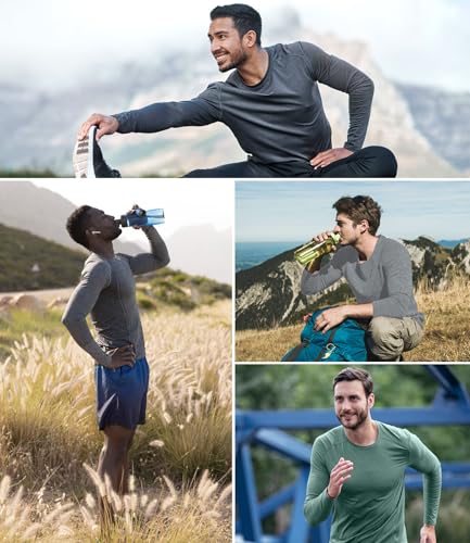 Kinglaman 6 Pack Men\'s Long Sleeves Dry Fit Shirts, UPF 50+ Rash Guard Swim SPF Fishing UV Sun Protection Shirts 1 Black 1 Gray 1 Heather Gray 1 Blue 1 Red 1 Green X-Large - Thumbnail 6