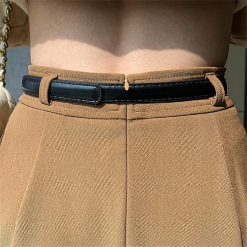Women's Casual Pleated Long Skirt Pockets High Waist A-Line Skirts Khaki2