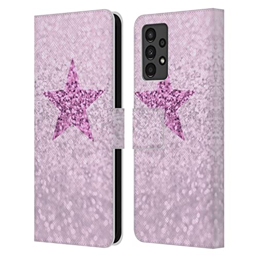 Étui portefeuille Samsung Galaxy A13 Monika Strigel rose étoile pailleté pastel en cuir
