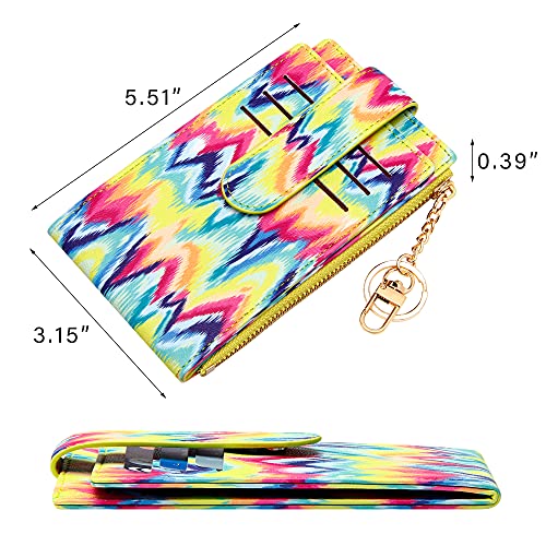Image of Badiya Slim Women Wallet RFID Blocking Bifold Compact 9 Card Slots Holder Wallets Soft Leather with Zipper Coin Pocket 2 ID Window