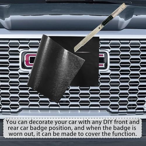 Image of QianBao 5.9''x3.8'' Compatible with GMC Vinyl Wrap Emblem Wrap Kit Logo Sticker with Plastic Squeegee and Cutter DIY Decals 9Pcs (Black)
