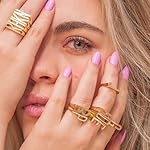 REELMAR Gold Bold Adjustable Initial Ring for Women Chunky Name Letter Open Ring Alphabet Signet Stacking Rings Statement Jewelry - Image 2