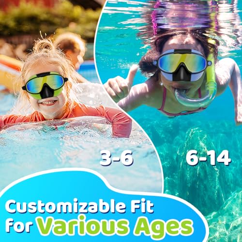 image for Vvinca Swim Goggles with Nose Cover, Kids Toddlers Swimming Goggles Di