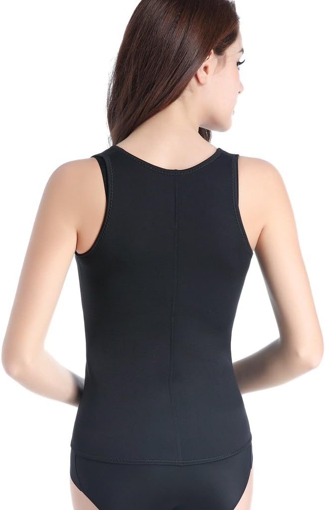 Vinmin Womens Hot Slimming Tank Top Sauna Shaper Vest Waist Trimmer Zip Black