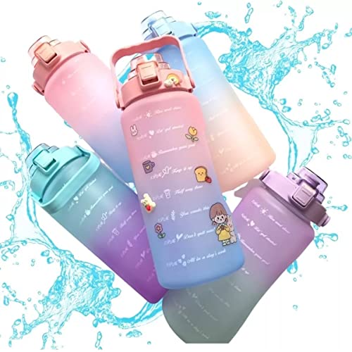 Garrafa Squeeze de Água Academia 2 Litros Fitness Weeze Tie Dye Verde e Lilas
