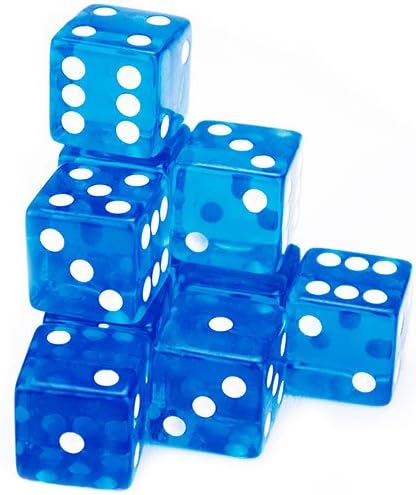 Dice Blue 10pcs Casino Style Large 19mm Hexahedron Acrylic Dice