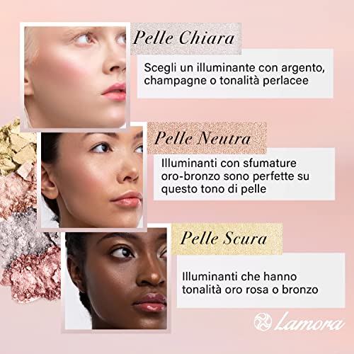 Palette Illuminante Viso Vegan 4 Colori: Brillantezza Naturale per Ogni Occasione! 3 Palette Illuminante Viso Make Up Polvere - Prime Glow Highlighter Makeup Bronzer Palette - 4 Colori Satinati Altamente Pigmentati Con Specchio - Vegano, Non Testato Sugli Animali