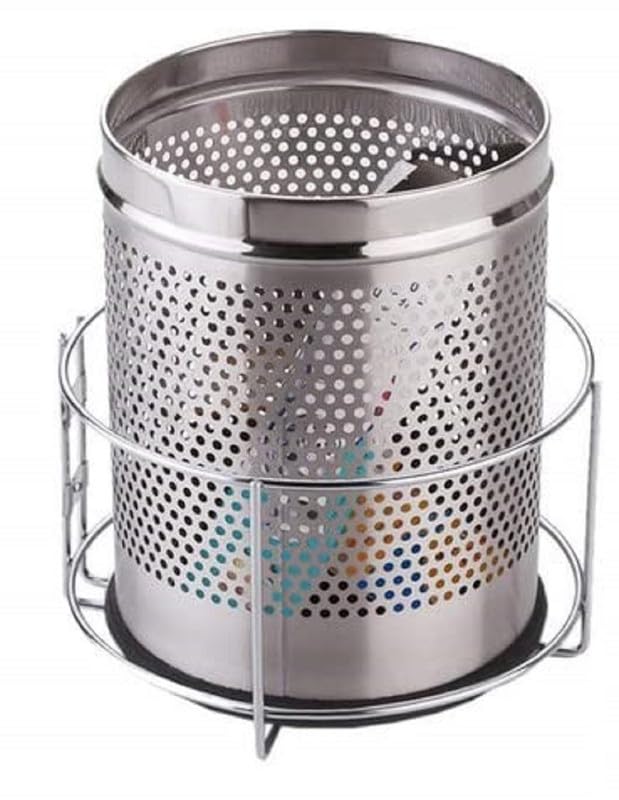 KITERETSU Stainless Steel Bin Holder for Kitchen, Dust Bin Holder, Dustbin Holder for Kitchen, Bathroom, Home and Office, Open-Top Dustbin Holder (Dia 10 Inches) (2)