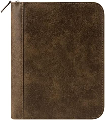 FranklinCovey - FC Basics Binder - Distressed Simulated Leather - Zipper Binder for Planners (Classic, Brown)