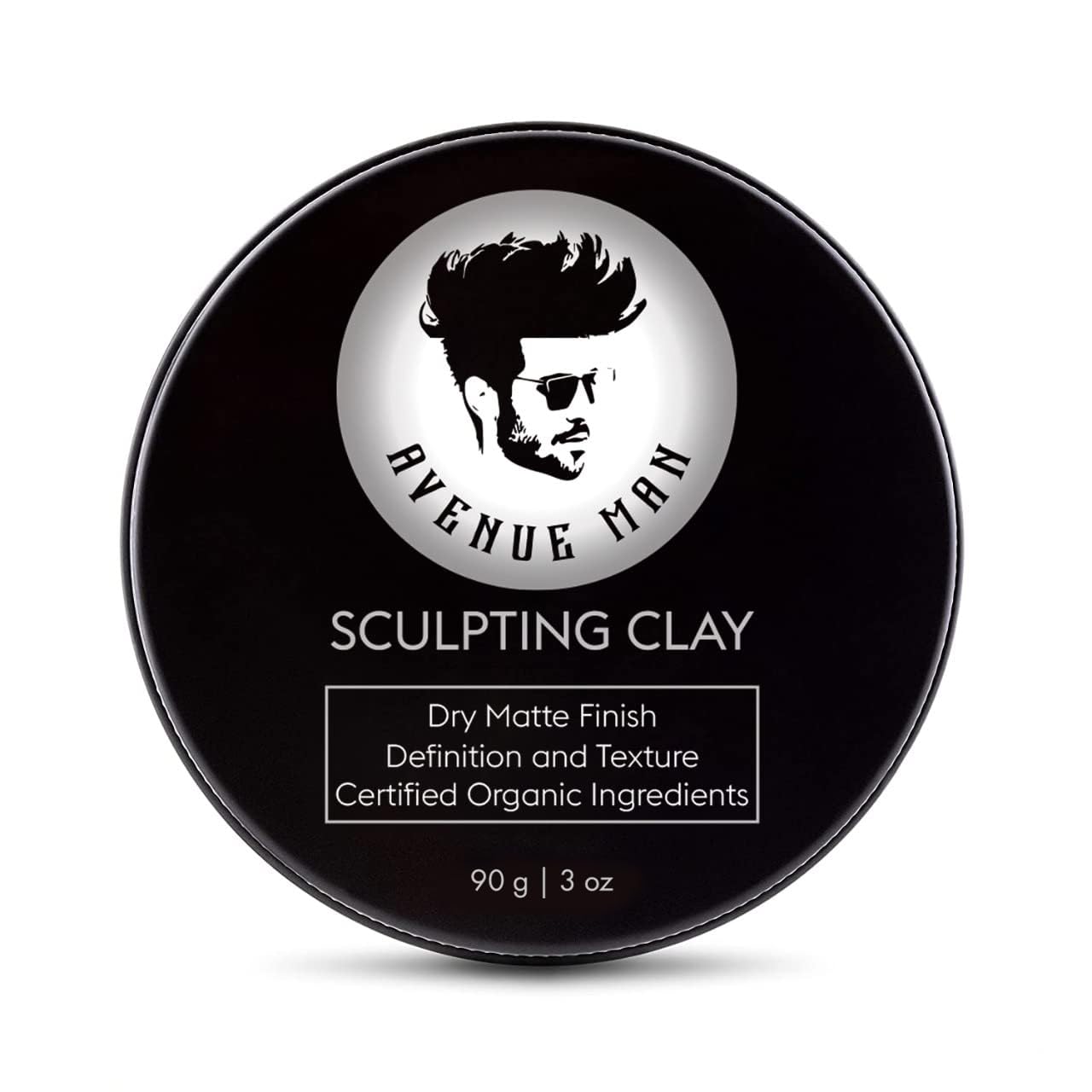 Avenue ManHair Clay for Men - Matte Finish Sculpting Wax - Strong Hold, Maximum Definition and Textured Control - For All Hair Types - Infused with Beeswax, Kaolin Clay and Argan Oil - 3.0oz/90g