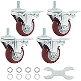 Finnhomy Swivel Caster Wheels 3 Inch Threaded Stem Casters Set of 4 Heavy Duty 1/2