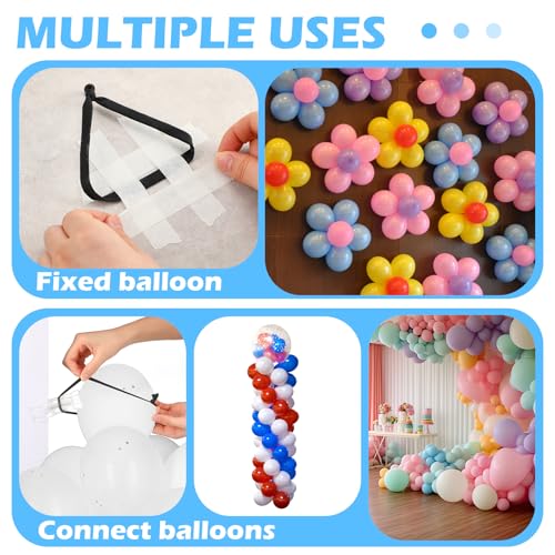 Image of 10 Pack 3.5 Inch Balloon Arch Clips 100 Pcs 260 Long Balloons Kit | 3.5 Inch Large Heavy Duty Clip, Plastic Transparent, Black 260 Long Balloons, For Arch Backdrop Garland, Long Twisting Decor
