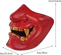 Vista 12 de AOUTACC Mascarillas de media cara Airsoft, monstruo demonio malvado, Kabuki, Samurai, Hannya Oni, máscaras protectoras de media cara, baile