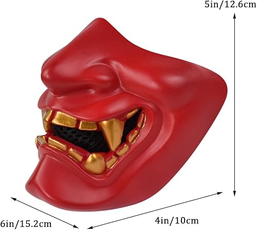 Miniatura 12 de AOUTACC Mascarillas de media cara Airsoft, monstruo demonio malvado, Kabuki, Samurai, Hannya Oni, máscaras protectoras de media cara, baile
