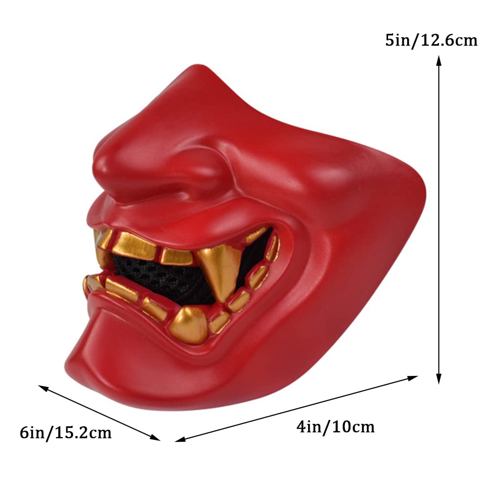 Demi-Masque Airsoft Samouraï Hannya Oni Kabuki - Protection Visage TPU Néoprène Pour Paintball, Cosplay, Halloween