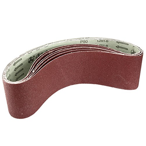 sourcingmap 4-Inch x 36-Inch Aluminum Oxide Sanding Belt 80 Grits Sandpaper Lapped Joint for Belt Sander 6pcs