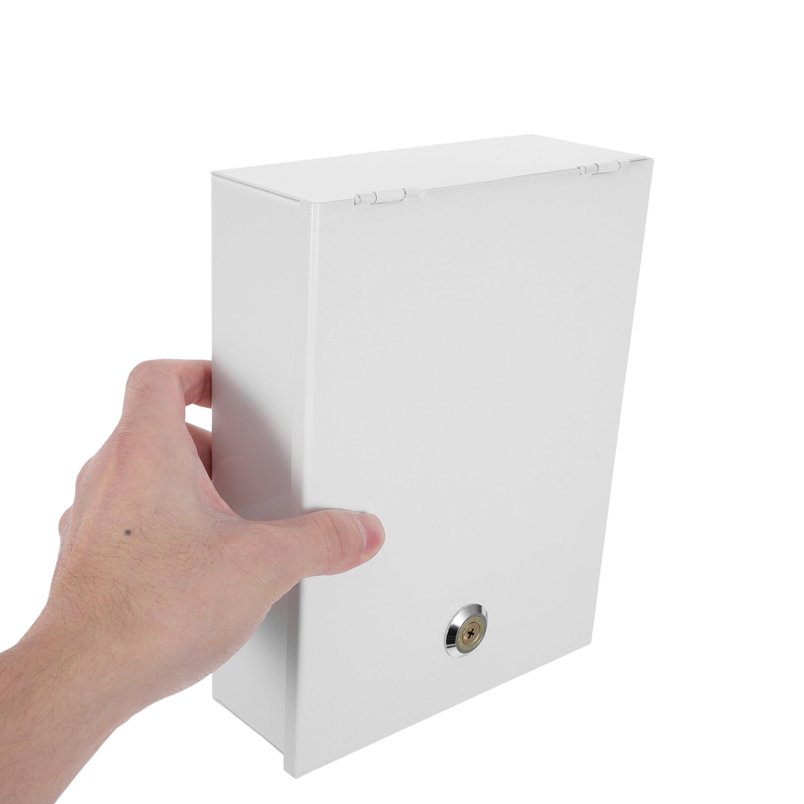 SHINEOFI Caja de Hierro Blanco con Cerradura para Interruptores de Alarma, Montaje en Pared, Pequeña Caja de Seguridad para Llaves con Monitoreo en Tiempo Real para Casas y Tiendas