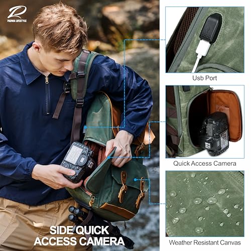 Mochila para cámara de lona con memoria encerada de alta durabilidad 5