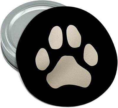 Paw Print Dog Cat White on Black Round Rubber Non-Slip Jar Gripper Lid Opener