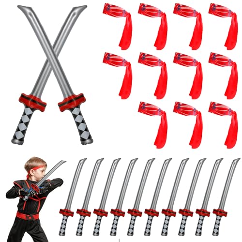 Épées de Samouraï Gonflables PEUTIER avec Bandeaux Ninjas pour Fête d'Anniversaire Enfant