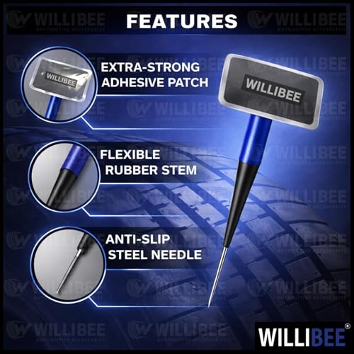 Image of WILLIBEE 3 Pcs Mushroom Plug Tubeless Tyre Puncture Repair Kit for Bike & Car | Tire Puncher Repair Patches (3 Pcs, (80 x 12mm))