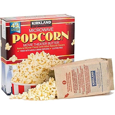 Kirkland Signature Microwave Popcorn, 3.3 oz, 44 Count 100% Whole Grain No Artificial Ingredients Gluten Free Movie Theater Butter Flavored Cover
