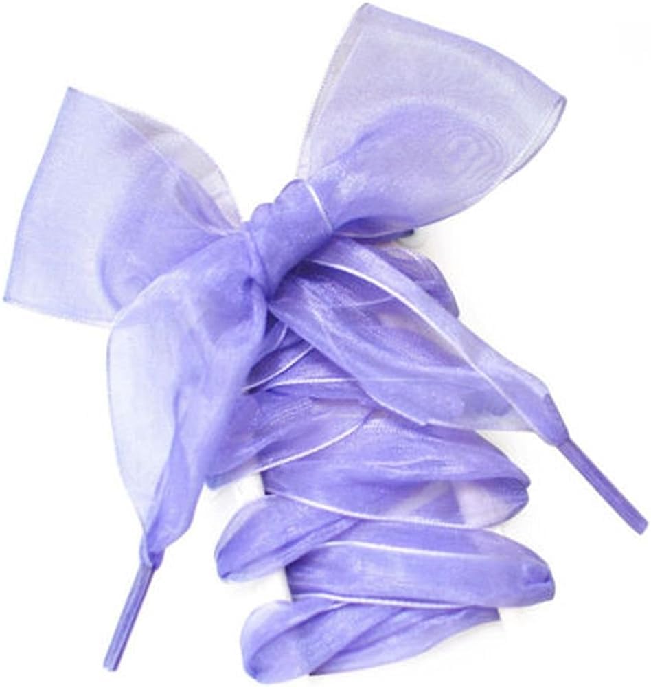 18 pares de cordones de satén para zapatos deportivos, cordones planos de encaje para mujeres y niñas, 1.6 in de ancho, 1 par morado