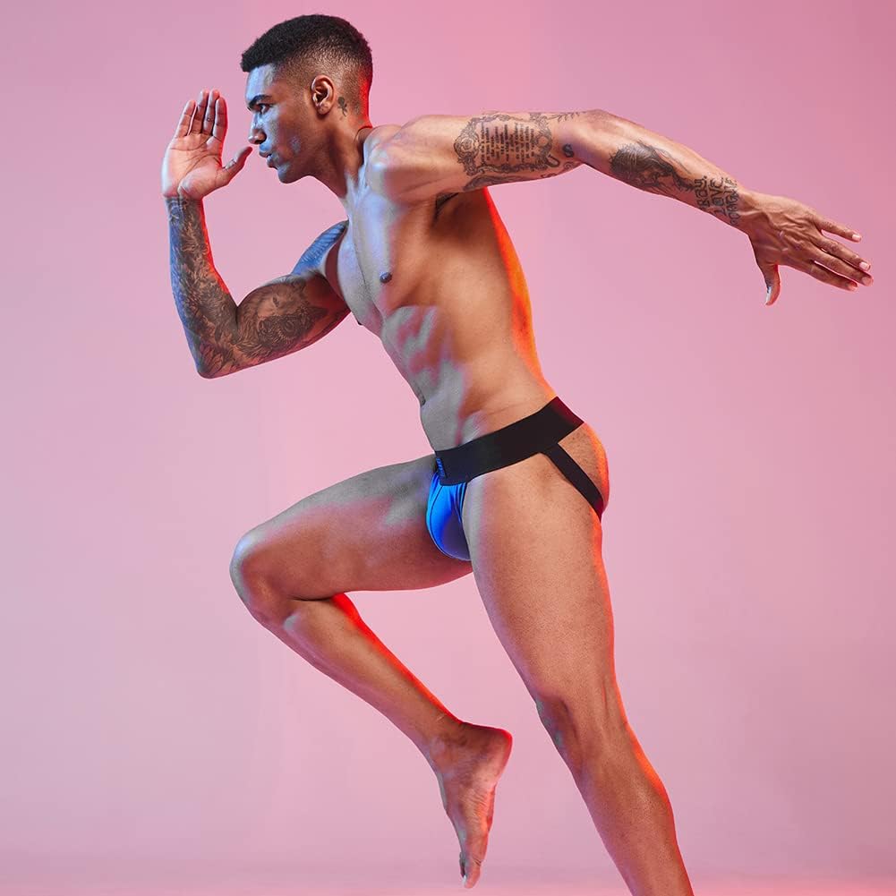 BSHETR Men's Jockstraps Athletic Supporters 4-Pack Cotton Work Out Underwear - Image 2