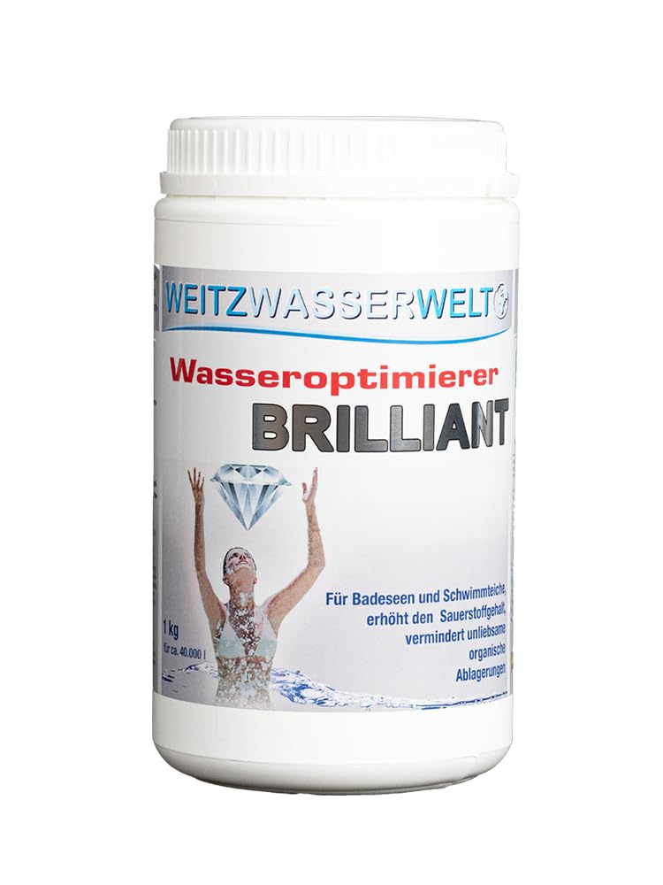 Brilliant Wasseroptimierer – Teichklar für Gartenteich, Schwimmteich, Badesee oder Fischteich - Teichzubehör für verbesserte Wasserqualität - Teichklärer mit Synergieeffekt - 1 kg für bis zu 40.000 l