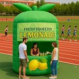 Inflatable Lemonade Stand Portable Lemonade Booth with Bright Green Colors, Easy Setup, Fun Outdoor Party Decoration, Backyard, Birthday & Carnival Use