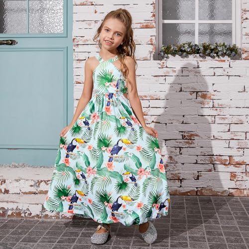 Perfashion Girl's Maxi Long Dress Summer Casual Spaghetti Strap Sleeveless A Line Side Cutouts Sundress for 6-15 Years2