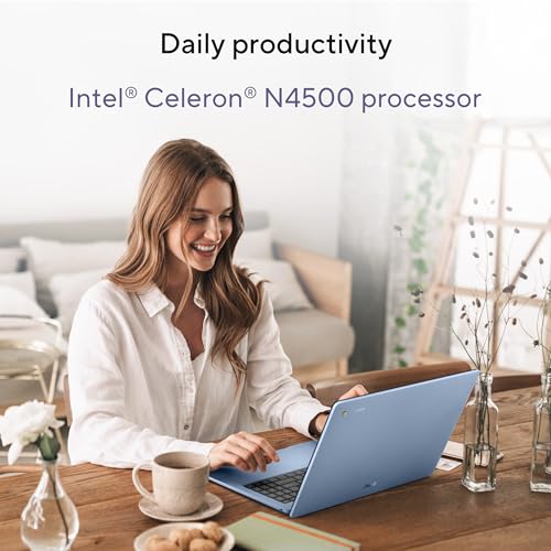 ASUS Chromebook CX15 Laptop, 15.6” 16:9 FHD (1920 x 1080) Anti-Glare Display, Intel Celeron N4500 Processor, 128GB Storage, 8GB RAM, ChromeOS, Fabric Blue Washi, CX1505CKA-AS01-CB by Asus - Image 4