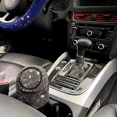 Image of Bling Rhinestone Auto Garbage Can Car Trash Can with Lid Mini Garbage Bin for Automotive Car, Home, Office, Kitchen, Bedroom (B)
