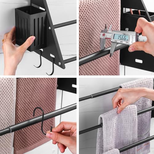 Fini de percer : Porte serviette sans perçage rétractable LANMOU noir