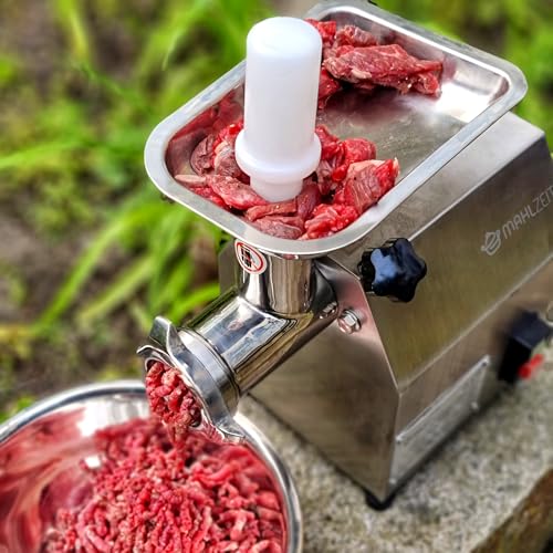 Foto von Mahlzeit Profi Edelstahl Fleischwolf elektrisch | 250W - 75kg/h | Faschiermaschine aus Edelstahl, Wurstmaschine in Gastro Qualität | Fleischmaschine mit Wurstfüller, Sausage Maker