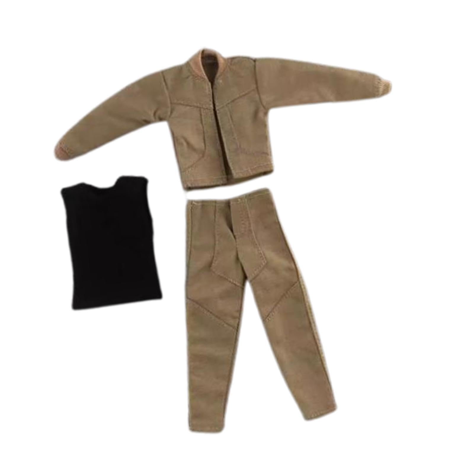 1/ Kit de Ropa para Figuras de Muñecos Masculinos de 6 Pulgadas Que Incluye Chaleco Y Pantalones, Caqui