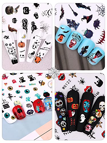 EBANKU Halloween Nagelsticker, 12 Stück Bat Ghost Spinnennetz Nail Art Sticker Nagel Abziehbilder für Kinder Mädchen… – Bild 5