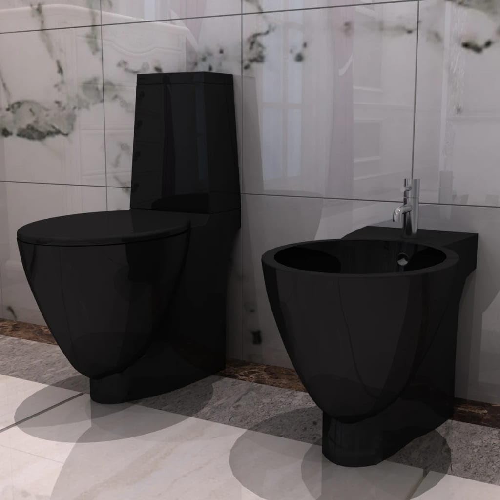 Genérico Inodoro y Bidet Negros de cerámica,Bricolaje,Fontanería,Piezas para fontanería,Baños y bidés,Negro,270567