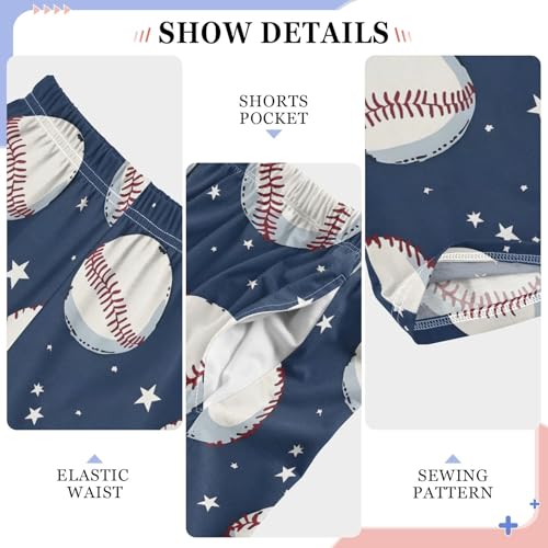 Baseball Pattern Cute Pajama Pants, Soft Sleepwear Lounge Pants Pajama Pj Bottoms for 6-14 Years4