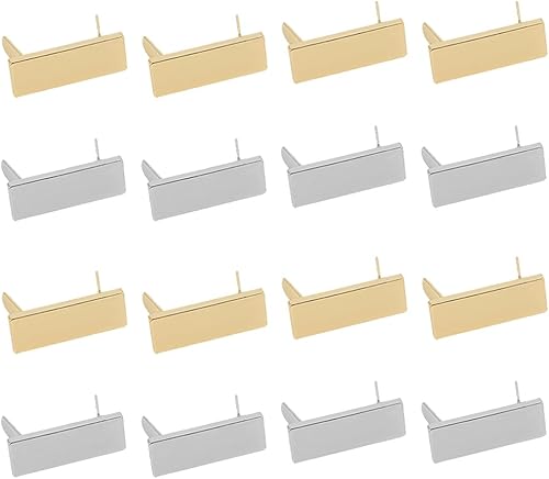 WADORN 16 etiquetas de estampado en blanco de metal, 2 colores rectangulares en blanco, etiquetas de logotipo hechas a mano con cuña, para