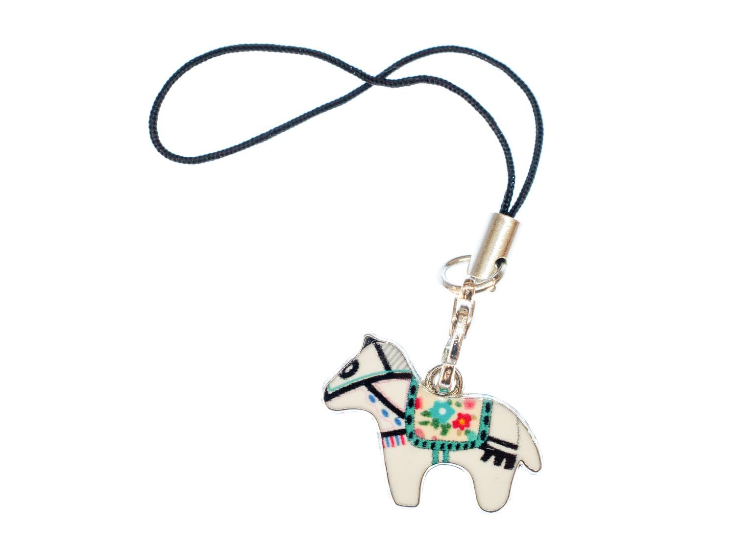 Miniblings Dala Horse Cell Phone Pendant Cell Phone Jewellery Sweden Christmas Enamel White