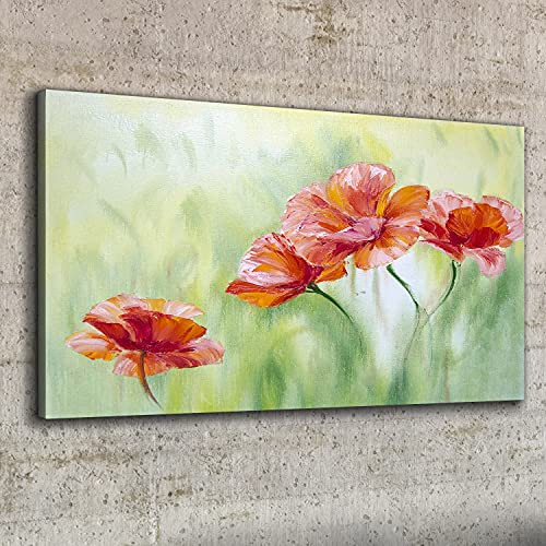 Tableau fleurs de pavot 100x50cm | Impression sur toile pour décoration murale