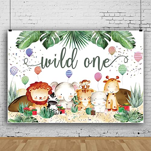 Bovlleetd - Bovlleetd 300x200cm Sauvage Un Anniversaire Toile De Fond Jungle Animaux Plantes Tropicales Photographie Fond Dessin Animé Lion éLéPhant Hippopotame Fond pour BéBé Baptiste BannièRe