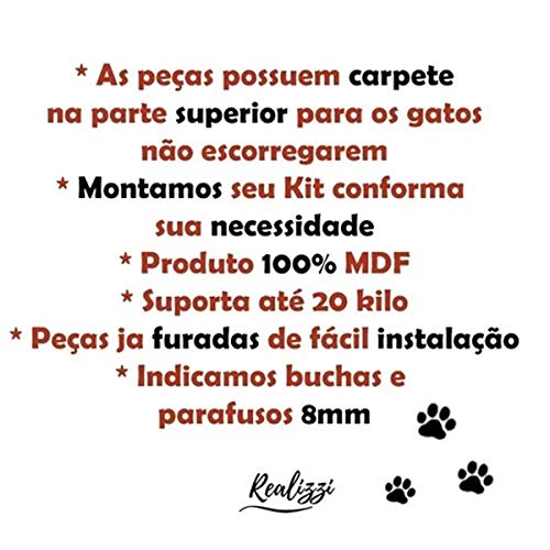 Play Kit Nicho de Gato em MDF Crú Cat 9 pçs + Mimo