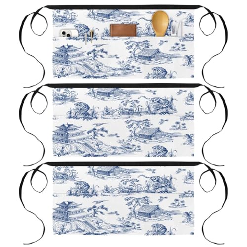 Lot de 3 tabliers de cuisine courts demi-tablier de chef pour restaurant