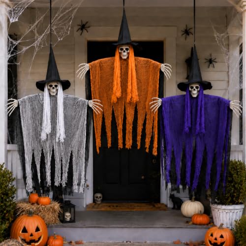 Bearhug Halloween Hanging Ghost Decorations, 3 Pack Scary Reaper Decor - image 1