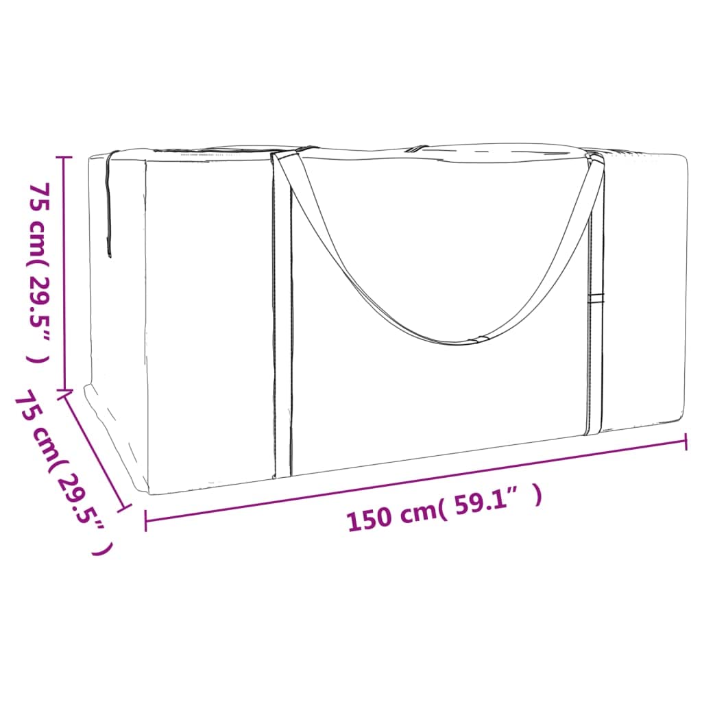 Sac de rangement pour coussins de jardin noir 150x75x75 cm PE