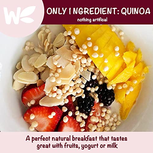 Puffed Quinoa Cereal + Nothing – Vegan – Gluten Free – Non-Gmo – [9 Oz] Try Quinoa Pops As Snacks – Cereal – Salad Topper For Sustainable Energy – Crunchy Quinoa Is Good Mood Food – By Wholefort #TOP1